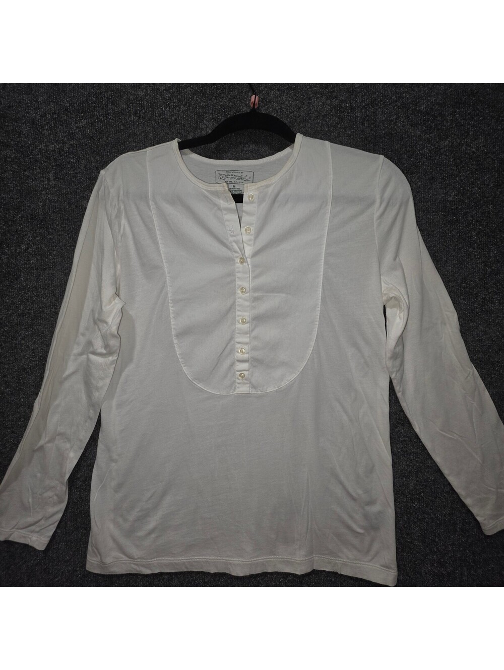 RL39. Vintage Lauren Jeans Co Ralph Lauren White Bib Henley Cotton Top Med Y2K